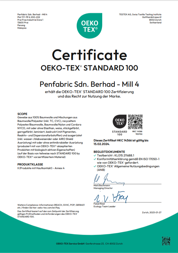 Oekotex Main Certificate 1