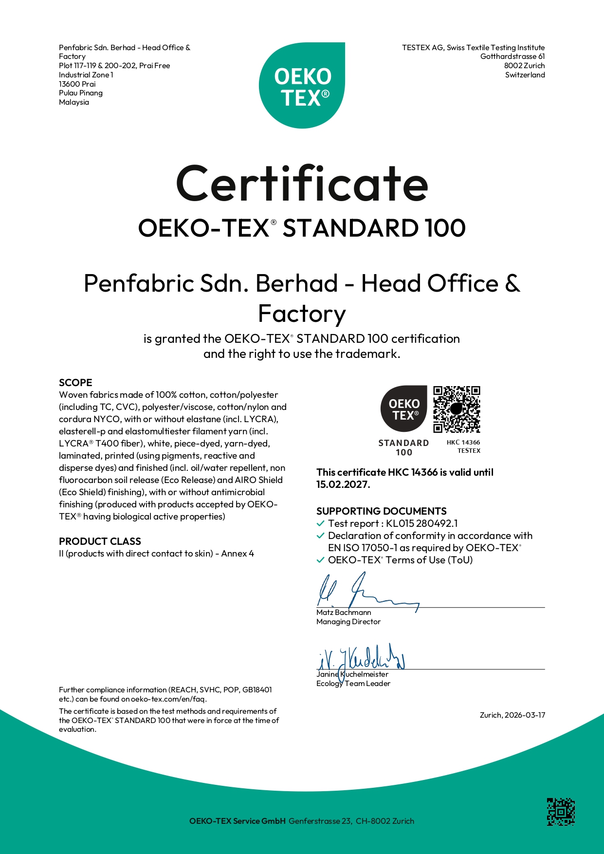 OEKO-TEX STANDARD 100