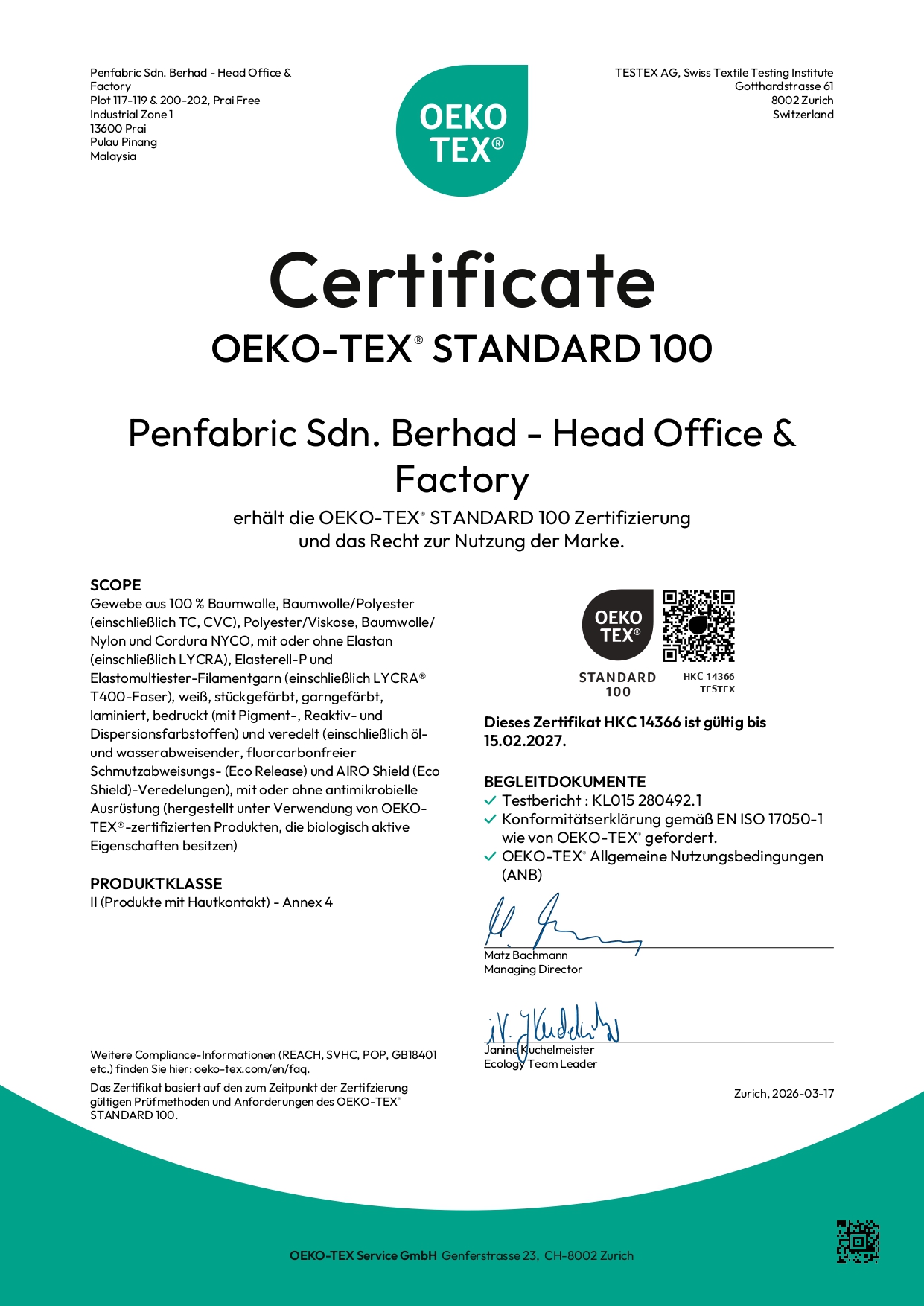 OEKO-TEX STANDARD 100