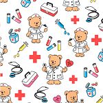 МЕД. МИШКИ НА БЕЛОМ (MULTI/WHT GD (MEDIC BEAR) A/0030/19)